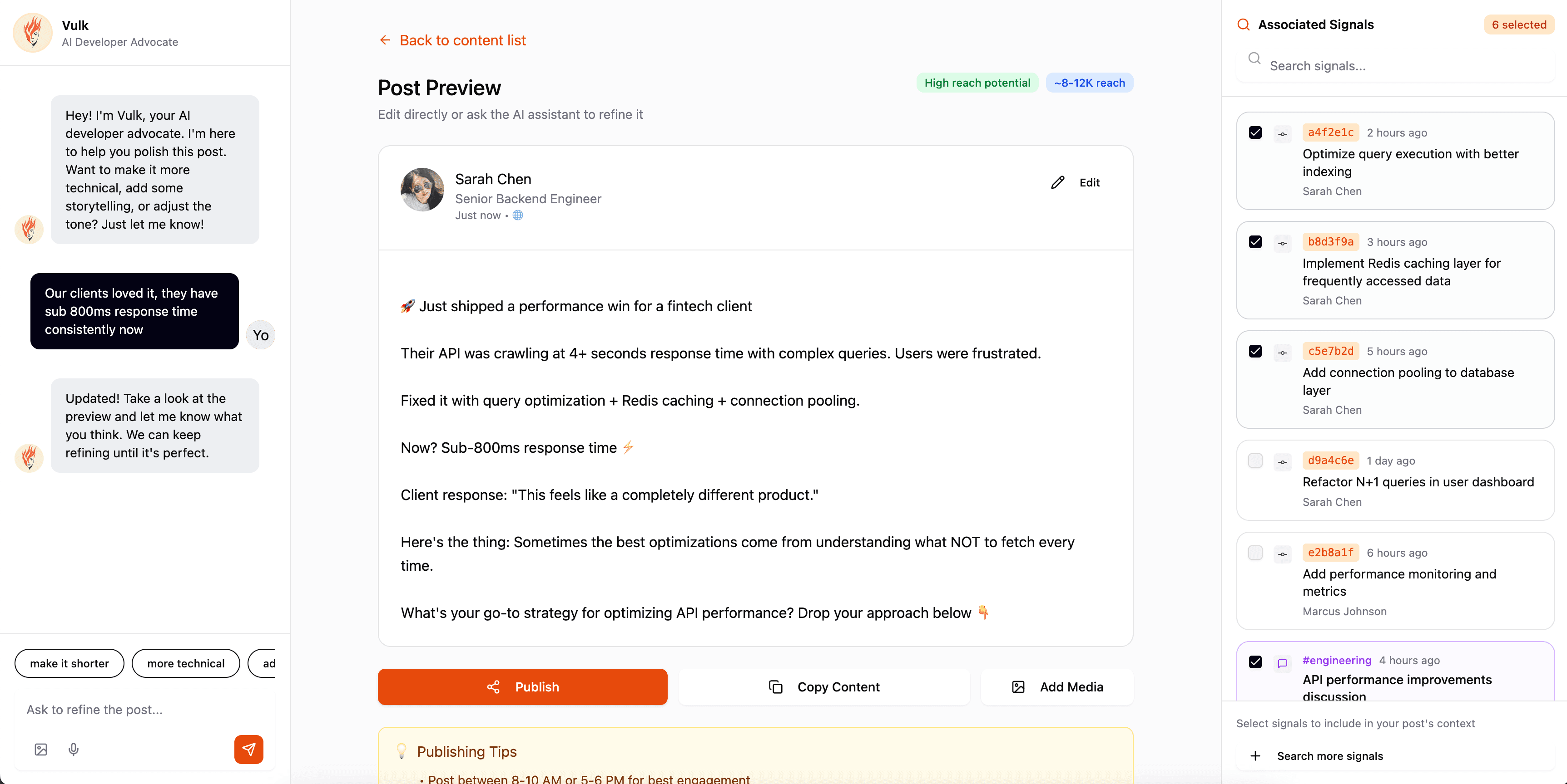 Vulk Developer Dashboard - Edit and review your content before publishing